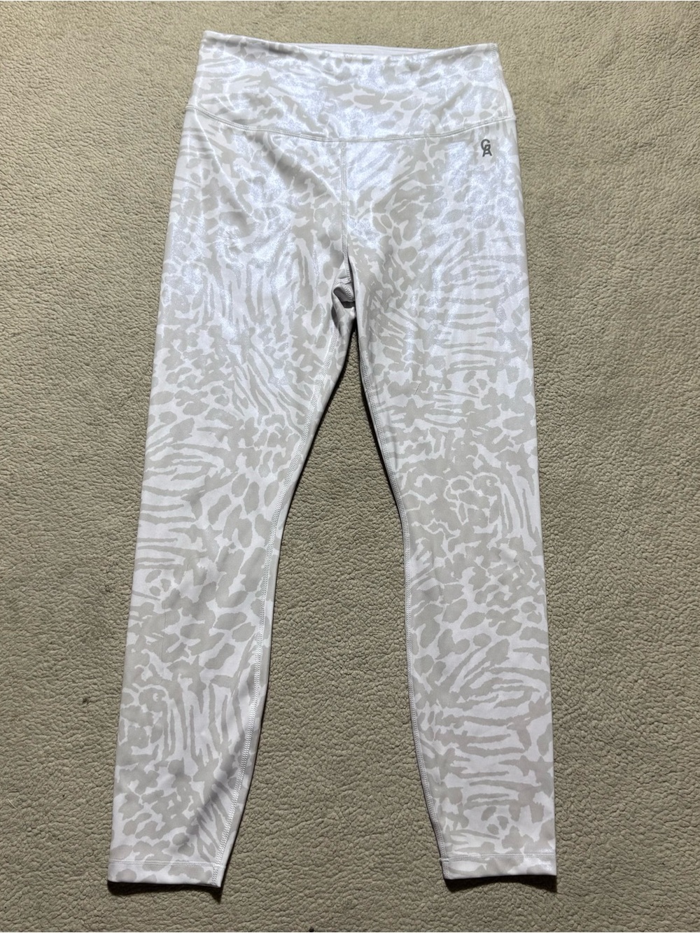 Good American Leggings Womens Medium Leopard Print Gray White Foil Glossy Gym
